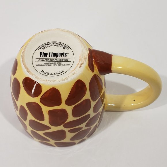 Pier 1 Giraffe Mug Hand Painted Surprise Baby Giraffe Inside, Set of 2 Cups - Picture 10 of 10
